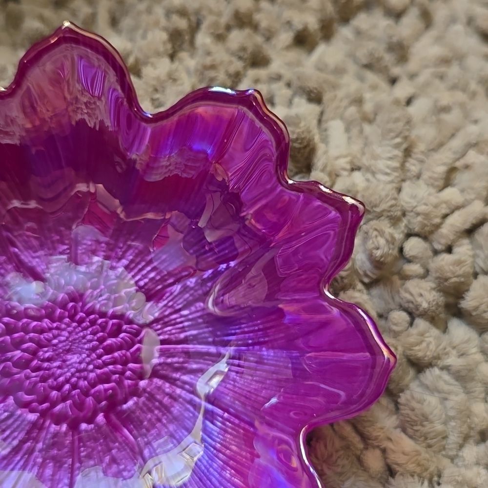 Akcam Pink Luster Iridescent Decorative Glass Candy Dish 6 in Bowl - Picture 2 of 4